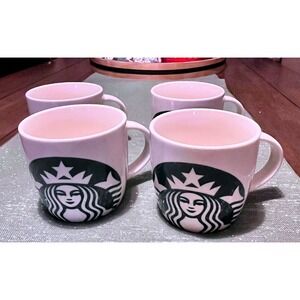 2017 Starbucks Siren Logo Rounded Coffee Mugs 14 oz Green White~Set of 4